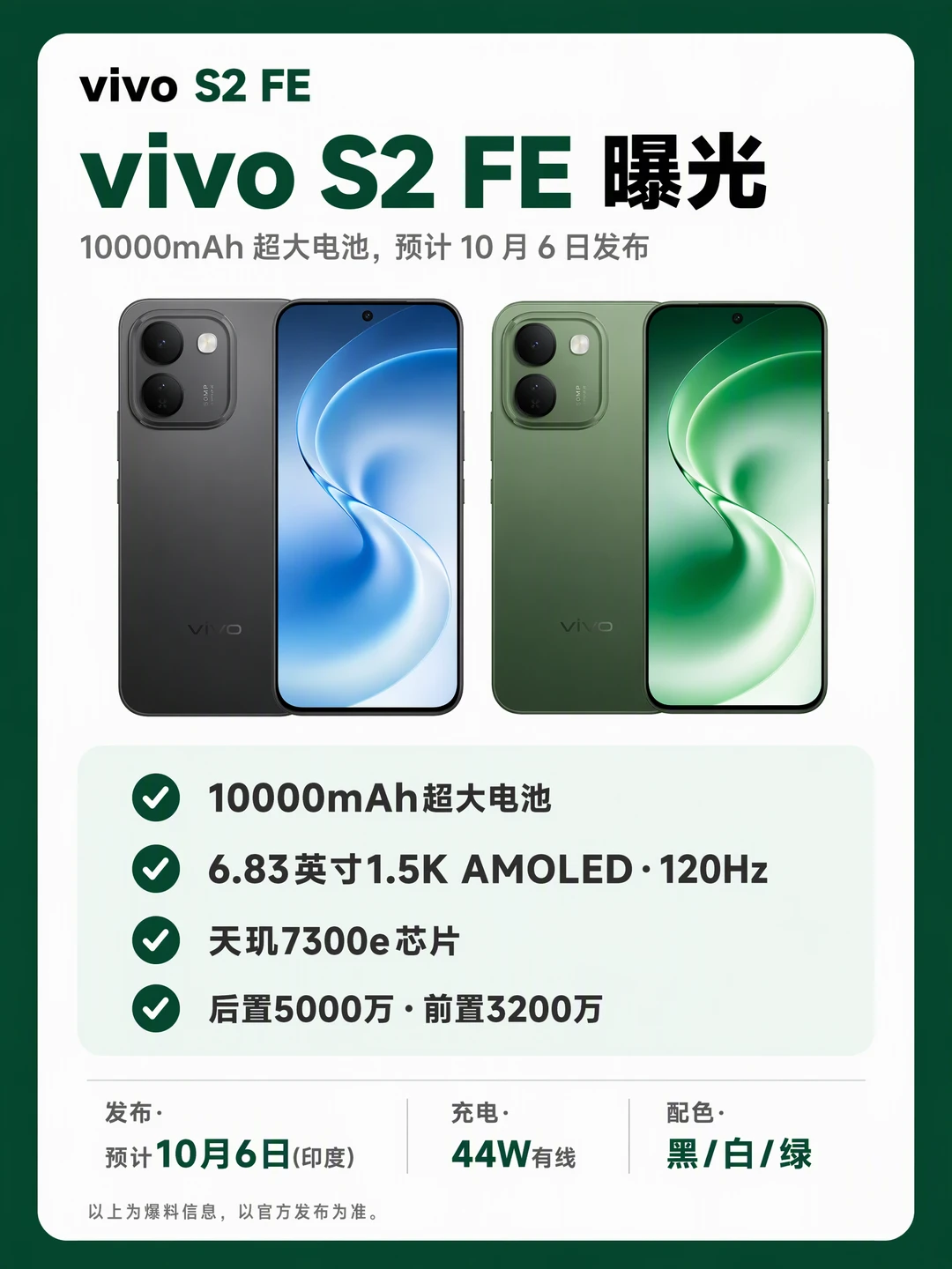 vivo S2 FE 最近被曝出来了，最大的亮点就是这块 10000mAh 的电