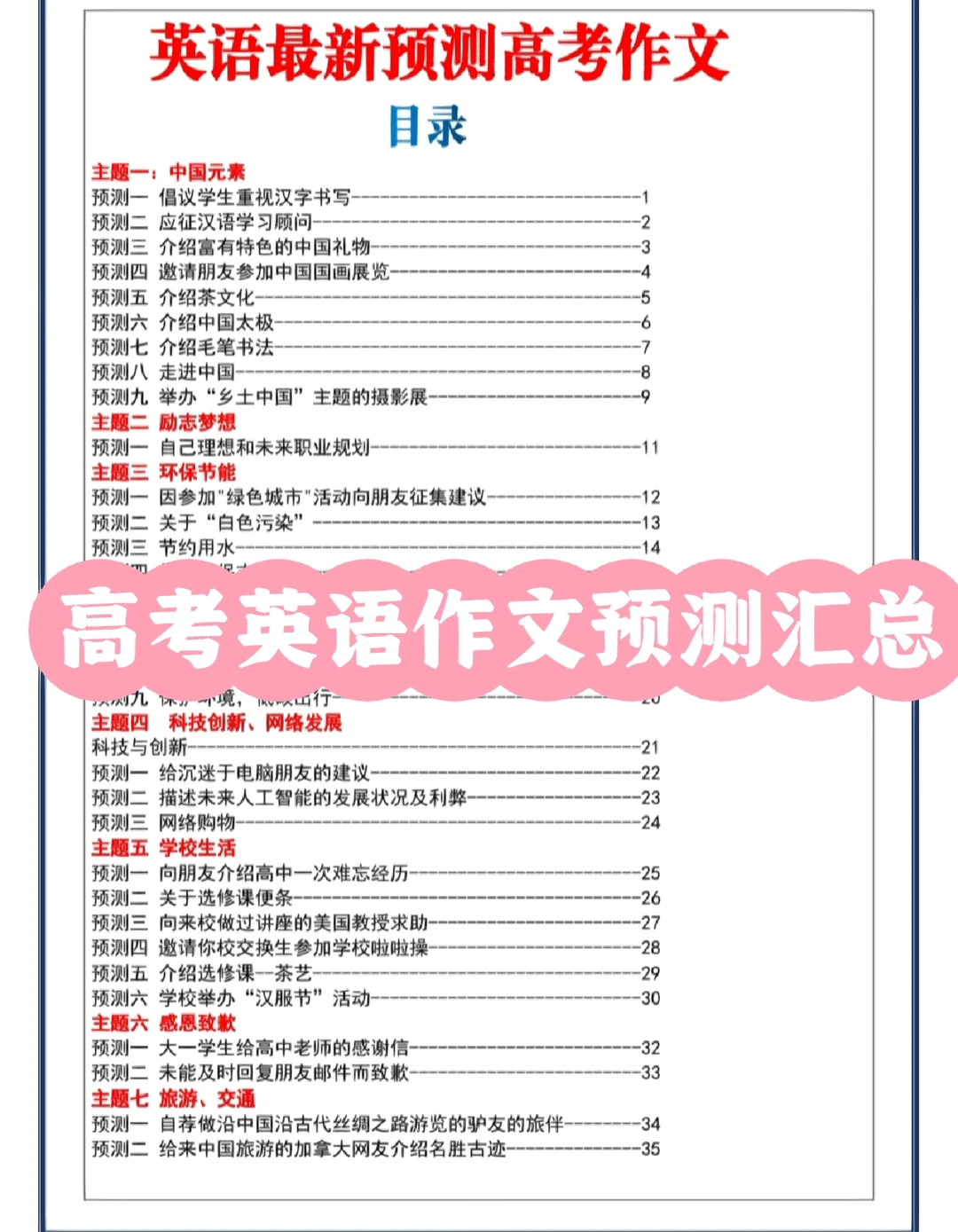 【高考英语作文预测汇总】