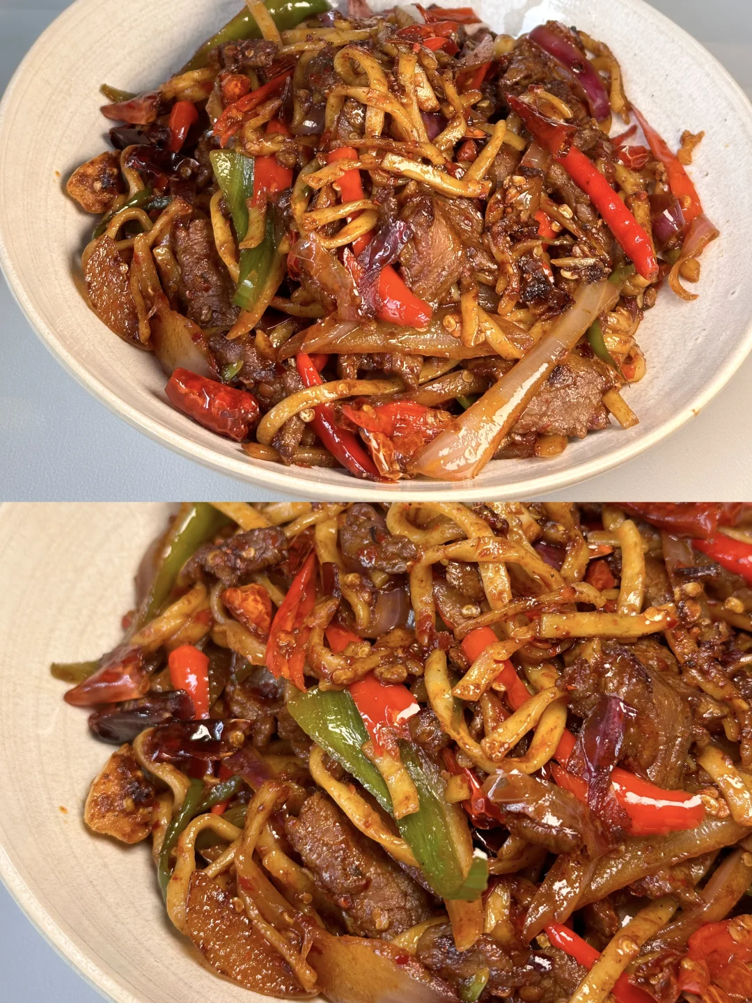 超简单的爆辣牛肉炒面 绝对好吃…明天还想吃