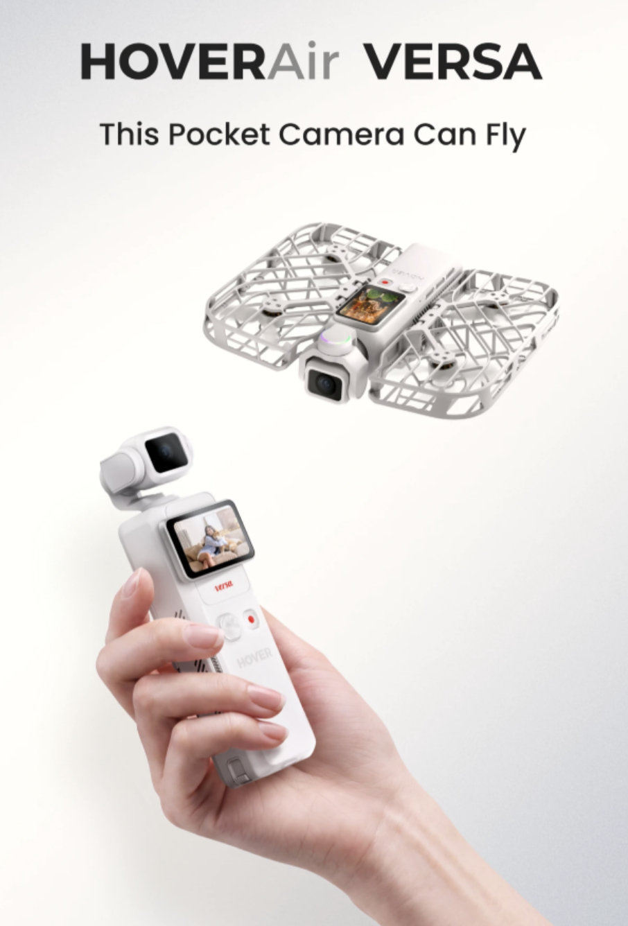 【零零科技 HOVERAir VERSA 无人机发布：模块化设计、可作为三轴云台相机使用，套装价 4570 港币起】机身本体众筹价 3425 港币，套装价 4570 港币起，可切换云台相机、无人机两种形态，搭载 1/1.3 英寸传感器，支持拍摄 4K 60fps 视频。#零零科技 HOVERAir VERSA# ​