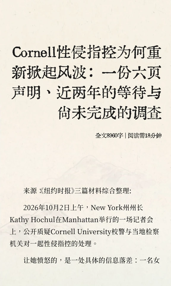 Cornell性侵指控为何重新掀起风波：一份六