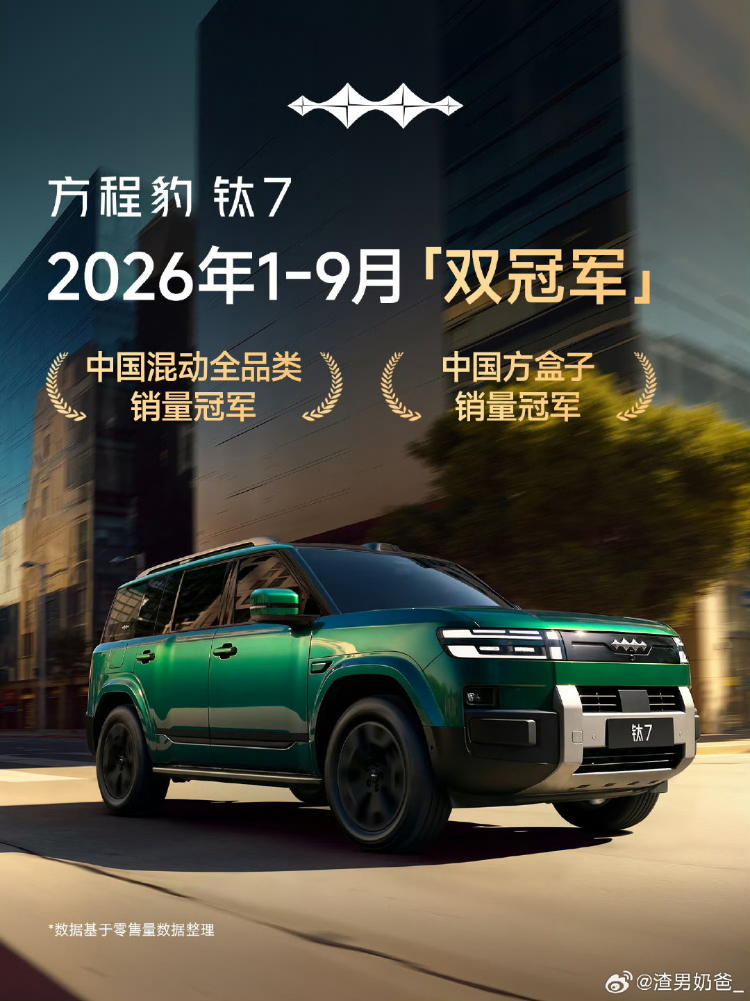 新一代神车 #钛7#
9月中国混动全品类销量TOP 1
9月中国纯电动中大型SUV销量TOP 1
1-9月中国混动全品类、中国方盒子销量TOP 1
#钛7销量含金量# ​​​​