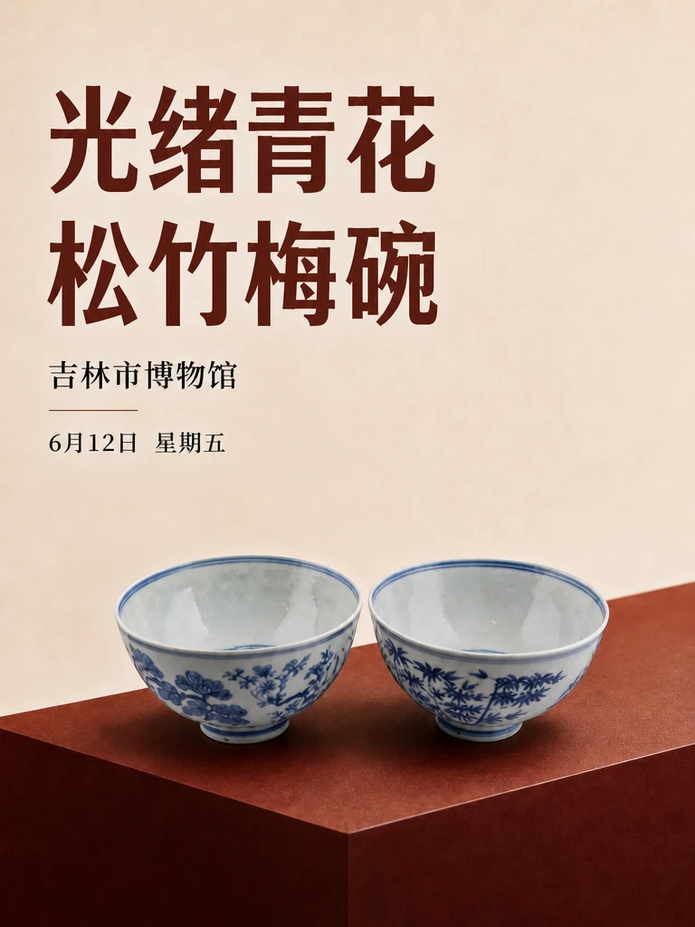 每天认识一件文物|光绪青花松竹梅碗
