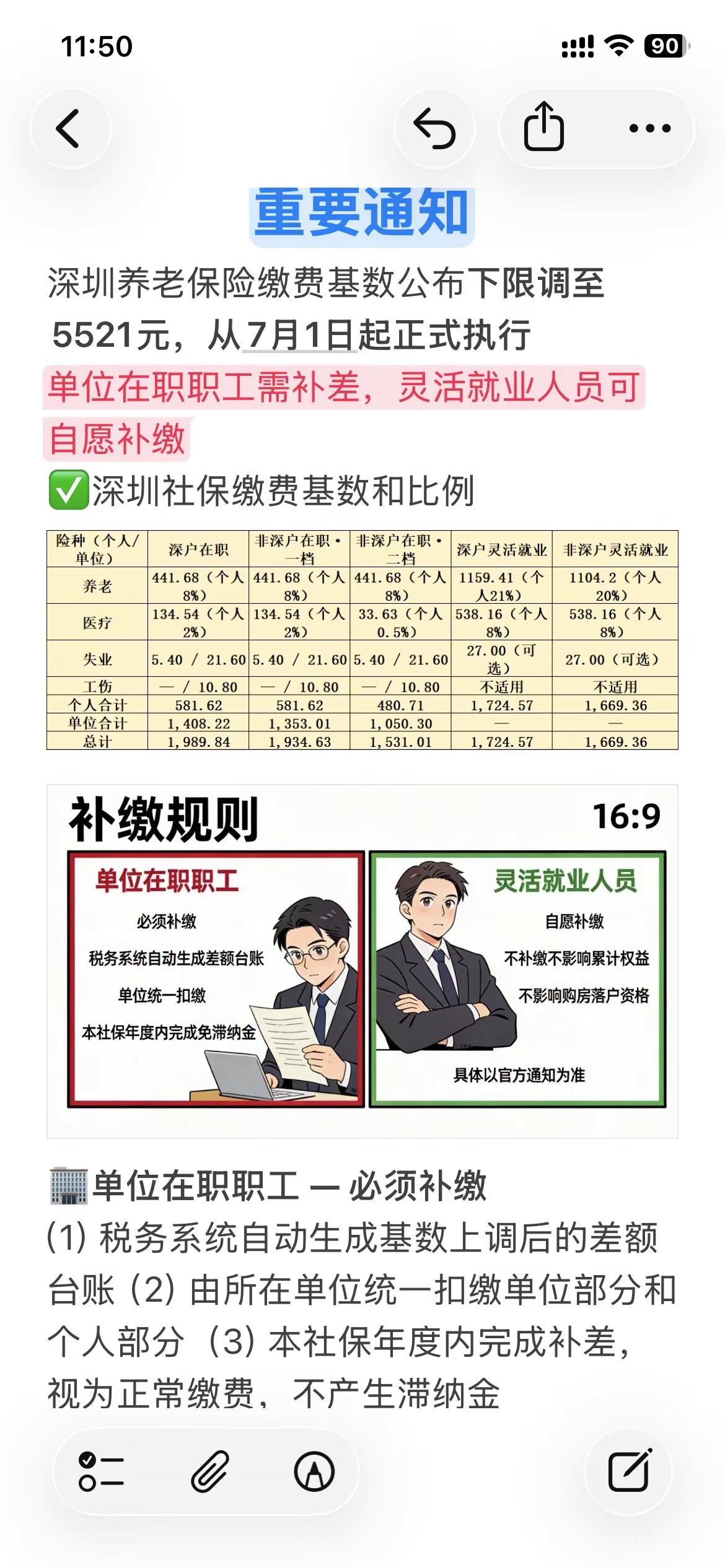 深圳养老保险缴费基下限调至5521。深圳社保 社保缴费调整通知