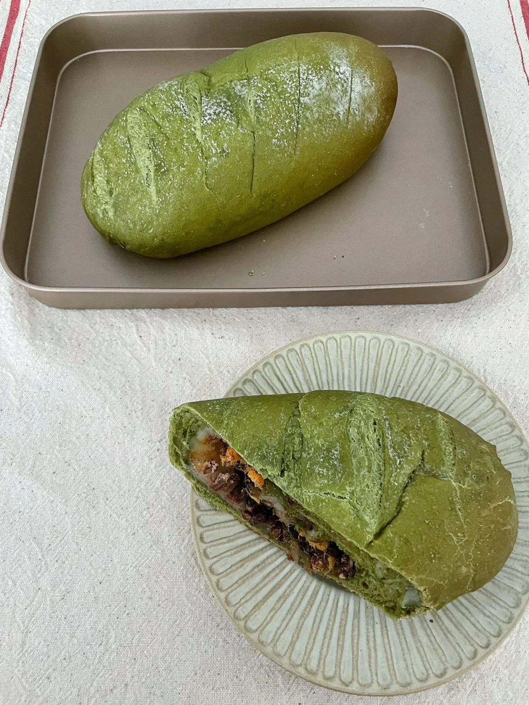 🍵抹茶麻薯红豆肉松软欧包｜🔎详细教程