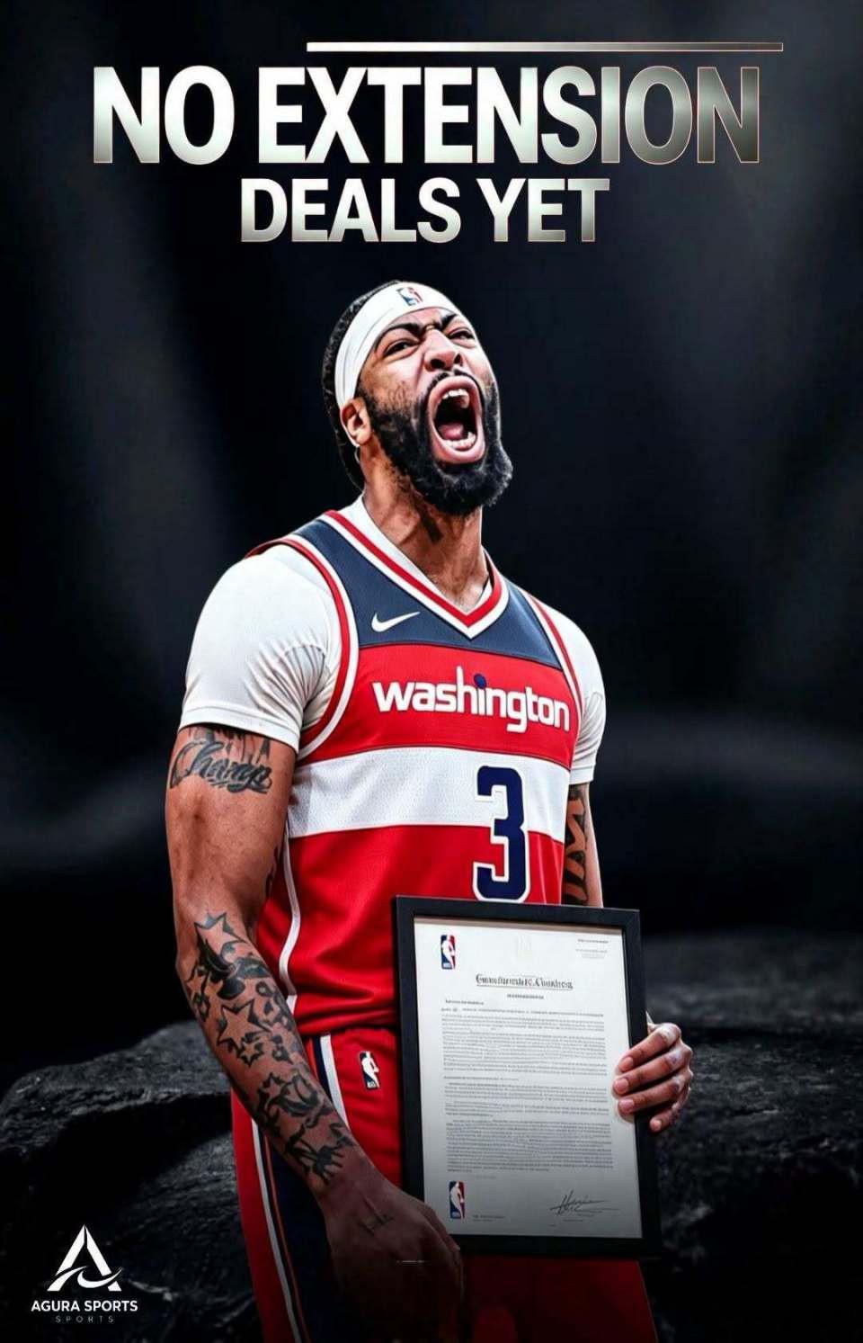 据ESPN记者Shams获悉，消息人士透露，华盛顿奇才与安东尼・戴维斯...
