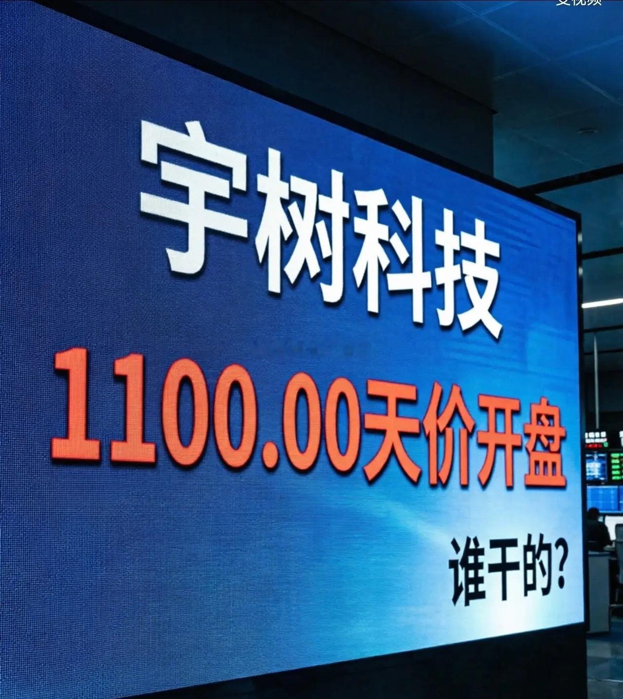 谁用20万股的买单操纵宇树科技1100块天价开盘价的？谁用20万股买单撬动宇树科技4450亿市值的？
所有股民都在惊呼，羡慕宇树科技新股上市首日，开盘47万的中签收益。有几个人去关注今天集合竞价机构操纵宇树科技开盘价？
宇树科技1100元的开盘价远超上市前市场乐观预期的500多元。
今天早盘集合竞价阶段 ​