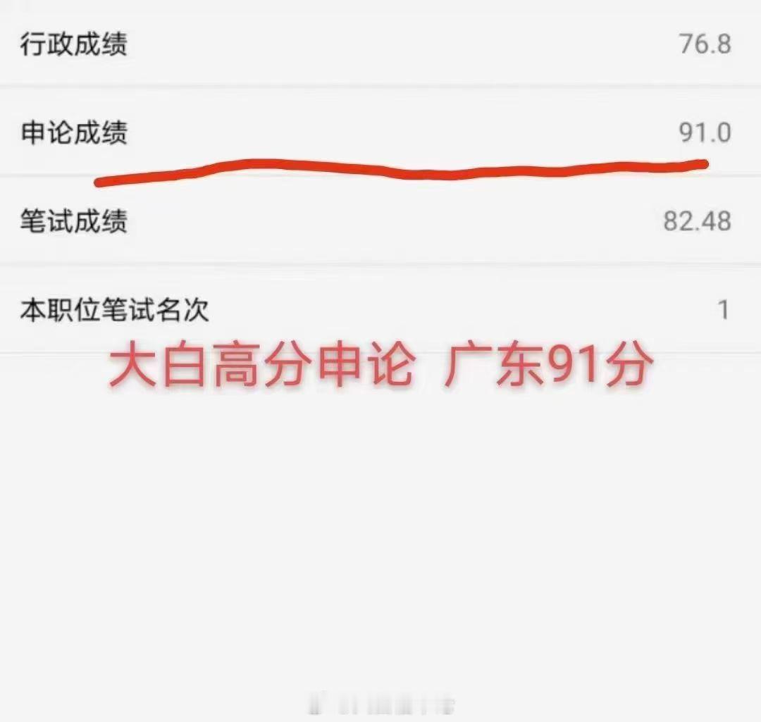 这是往年广东省考成绩[耶]，大白高分申论密训班针对国考、苏考、粤考在冲...