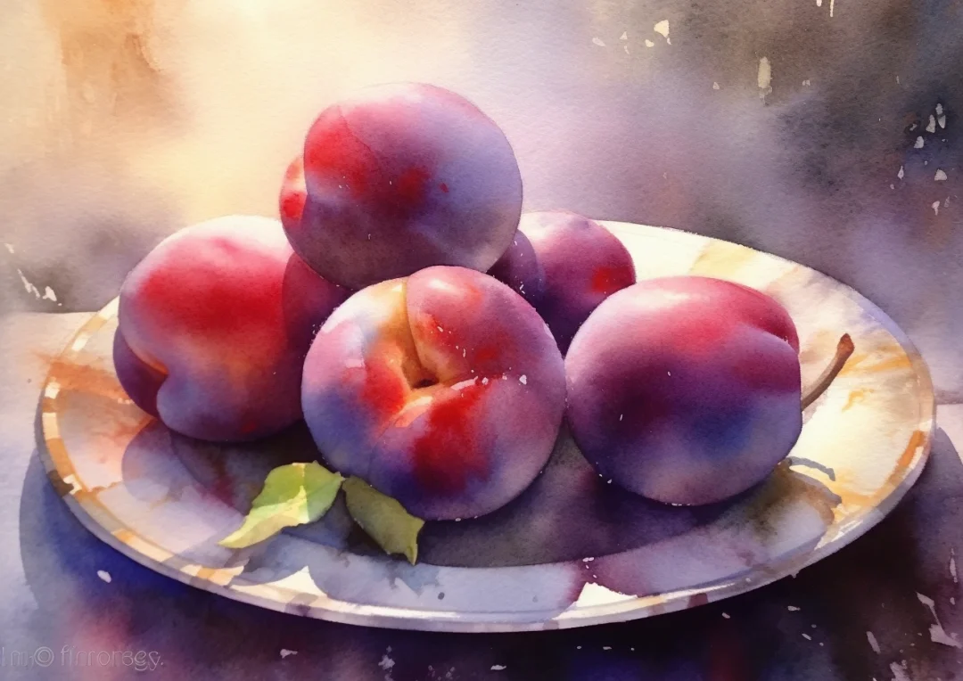 AI水彩：李子