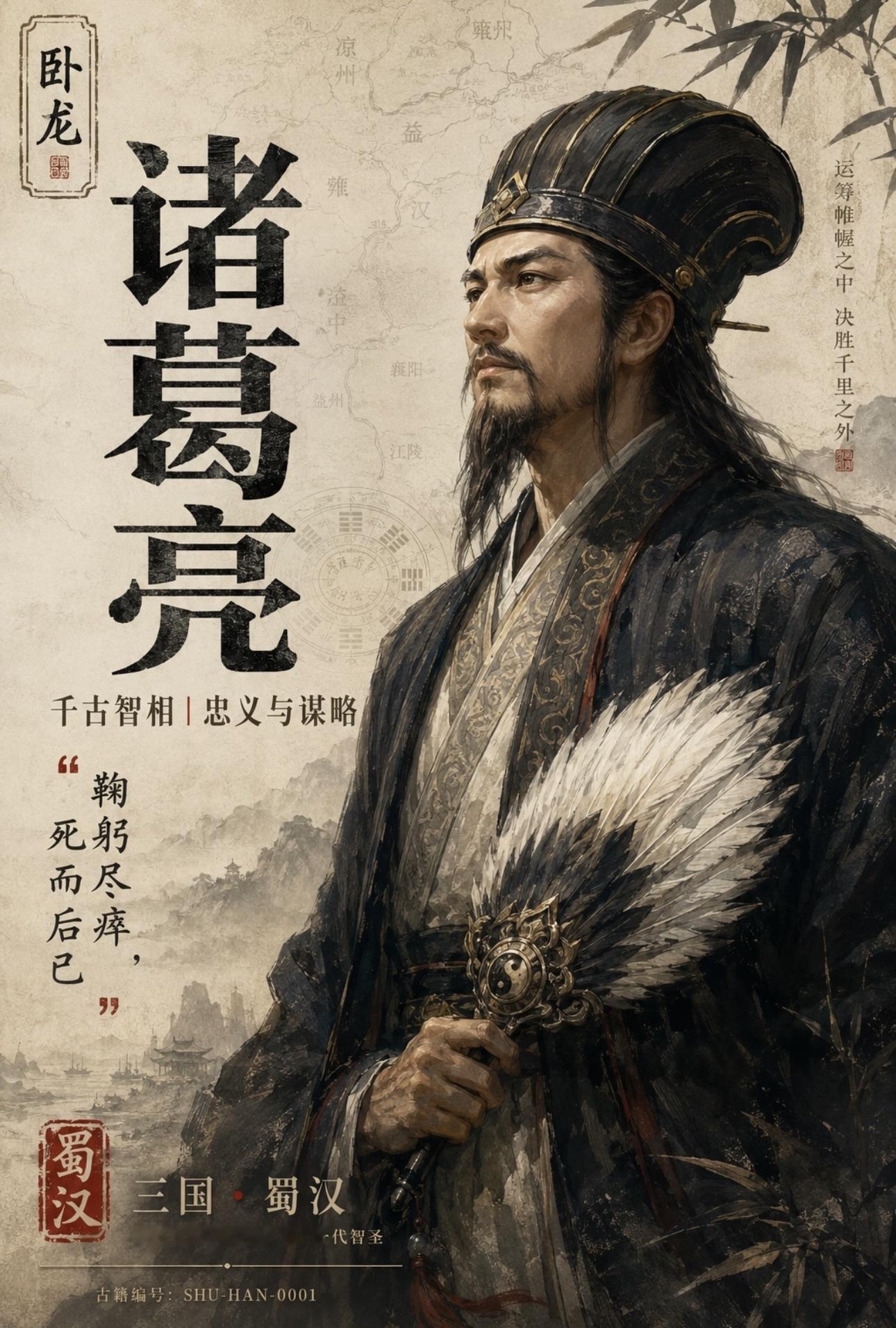 诸葛亮，字孔明，号卧龙，三国时期蜀汉丞相，在世时被封为武乡侯，死后追谥忠武侯，故后世多尊称为诸葛武侯。
诸葛亮一生功绩卓著，确实是一位杰出的政治家，军事家，文学家和发明家，然而在后世的一些文学和影视作品中，为了艺术创作需要，有很多虚构和夸张之处，将他神化成了