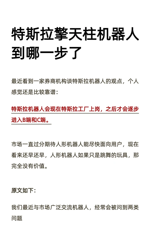 关于特斯拉机器人的观点