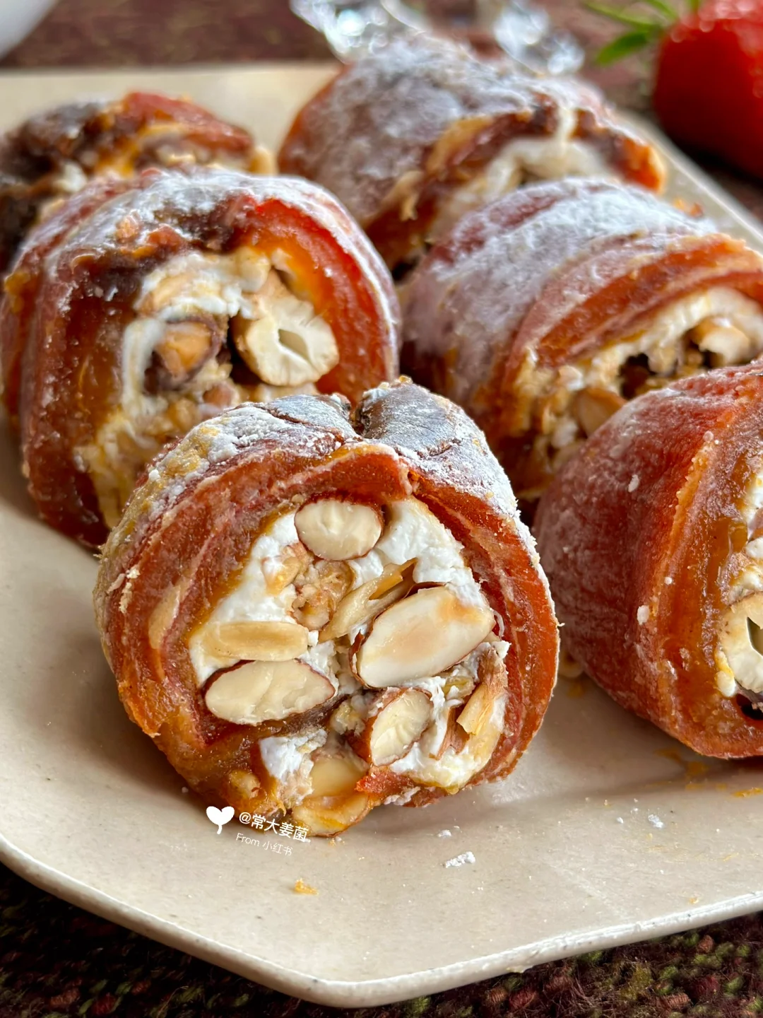 入秋吃柿啦！🧀柿子奶酪巴旦木松子卷