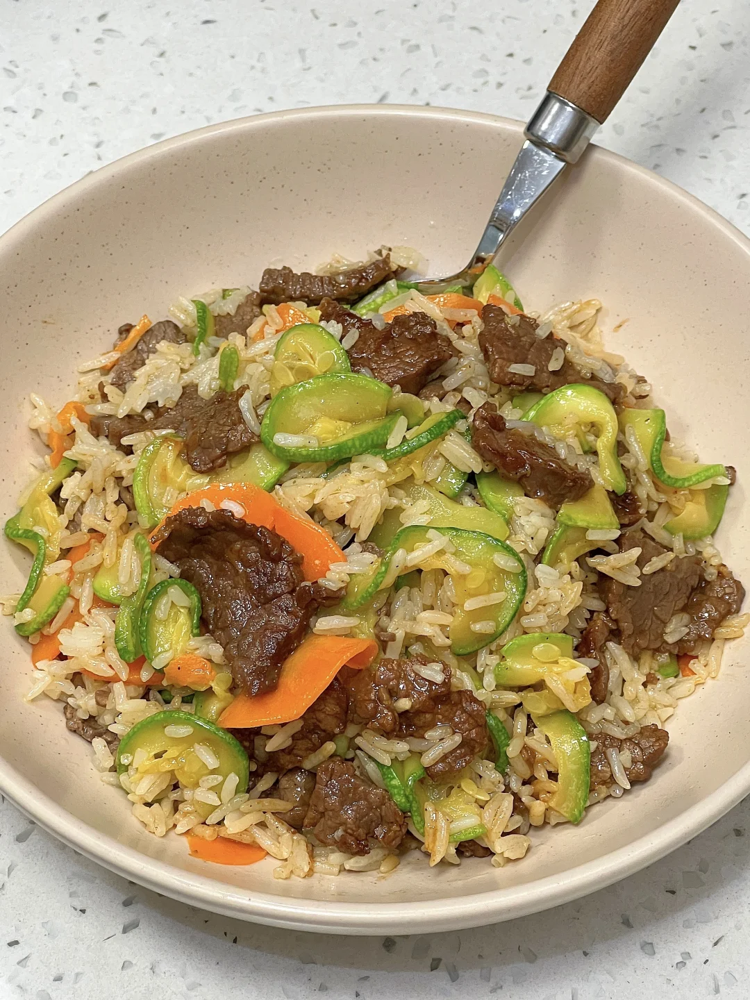 西葫芦牛肉拌饭，低卡饱腹太绝了😭！！