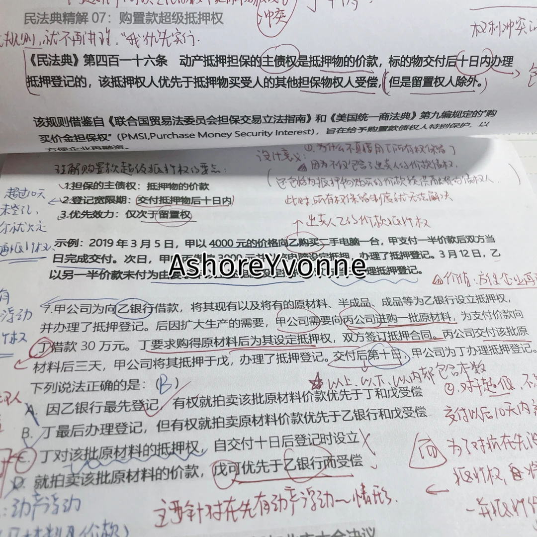 【学习笔记分享】物权法 购置款超级抵押权
