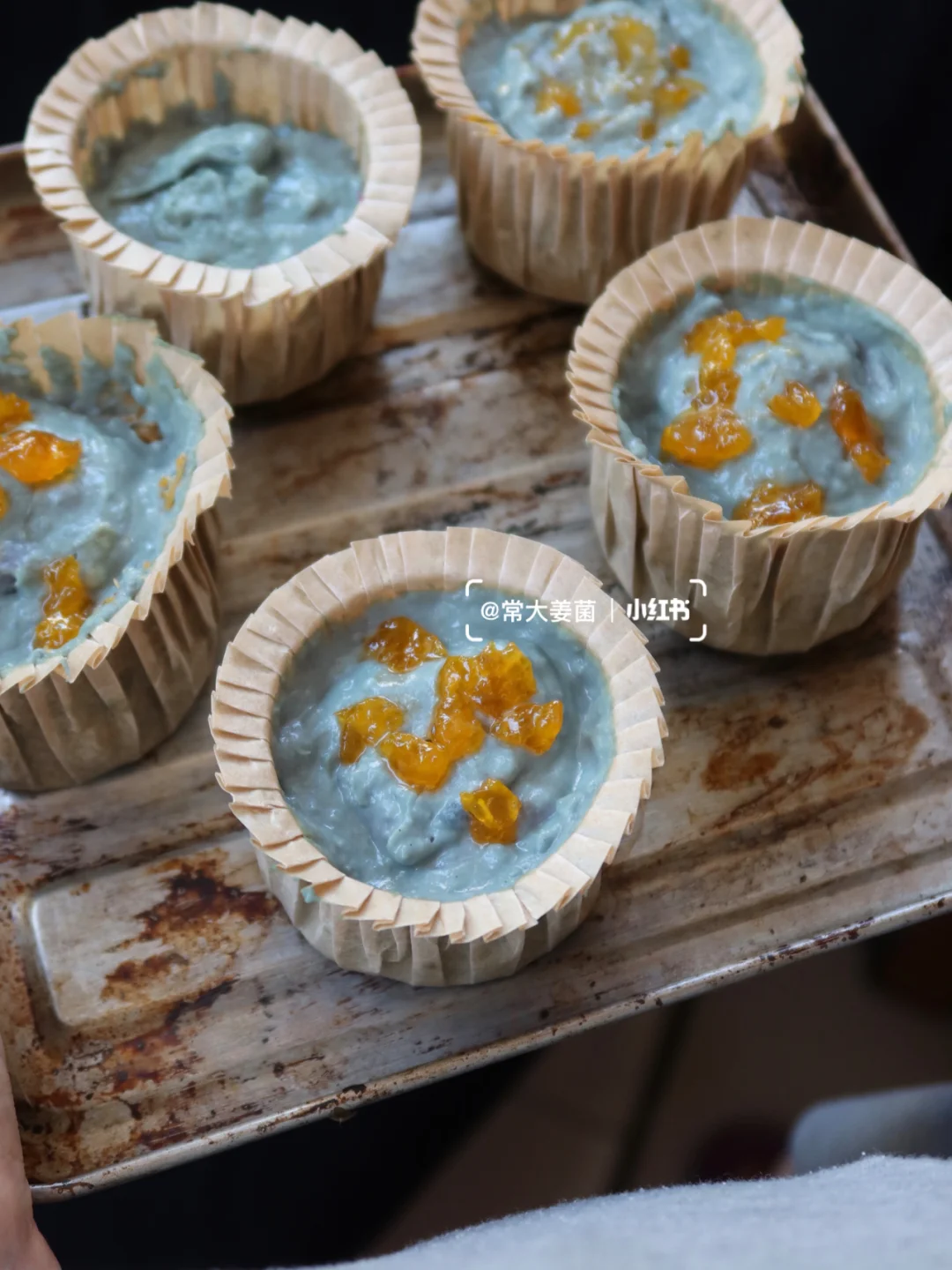 用酸碱来调色🎨无油芋泥鸭蛋黄纸杯月饼