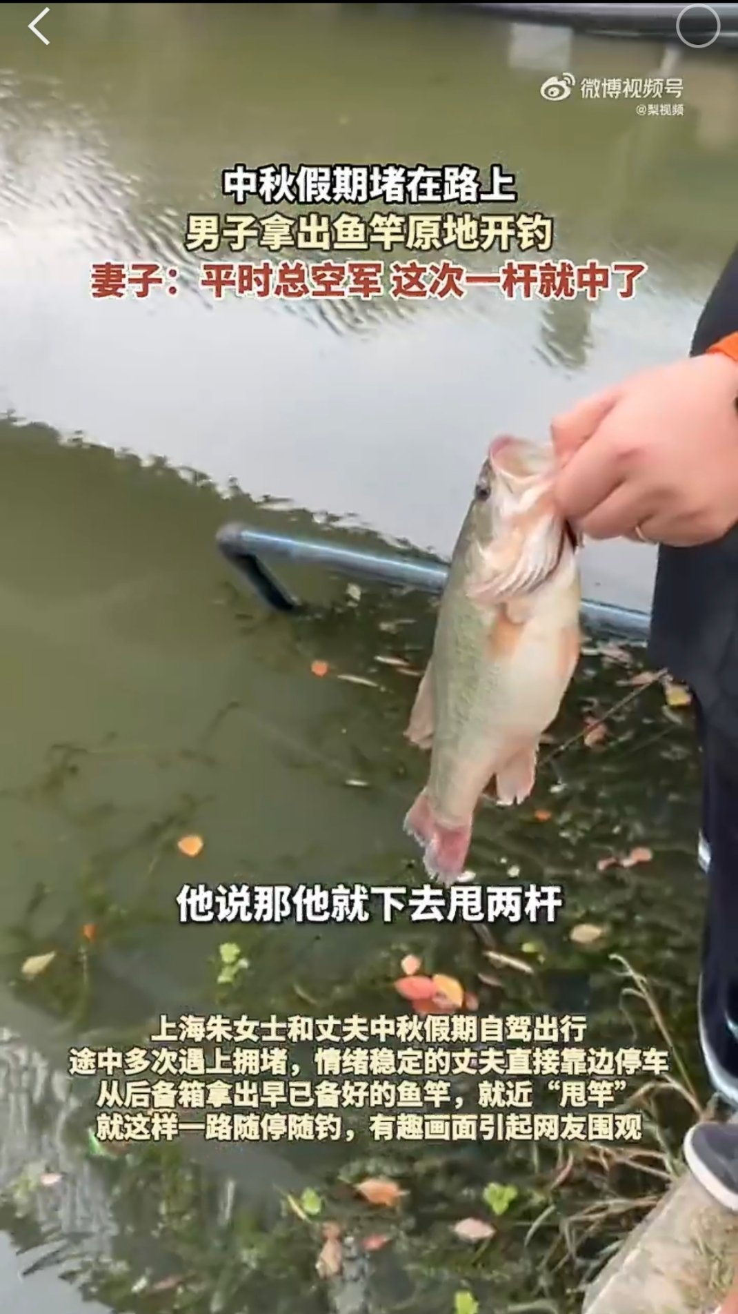 #钓鱼佬遇堵车原地开钓#懂钓鱼的人看到这一幕瞬间会心一笑。出门本来就随身带着装备，遇上堵车不能走，与其坐着干耗时间，不如甩两竿。对钓鱼佬来说，有水就能整活，不分地点场合。不是刻意搞噱头，刻在骨子里的瘾上来了，有机会就想试试手感。#景点堵车男子掏鱼竿原地开钓# ​