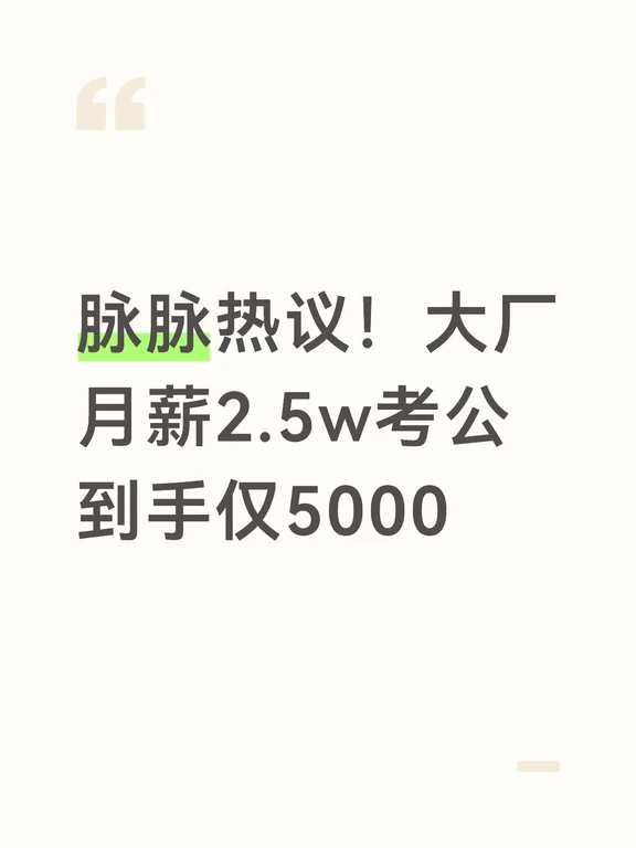 脉脉热议！大厂月薪2.5w考公到手仅5000