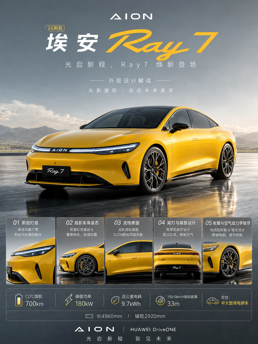 埃安 Ray7💛华为电驱轿跑太戳年轻人啦！
