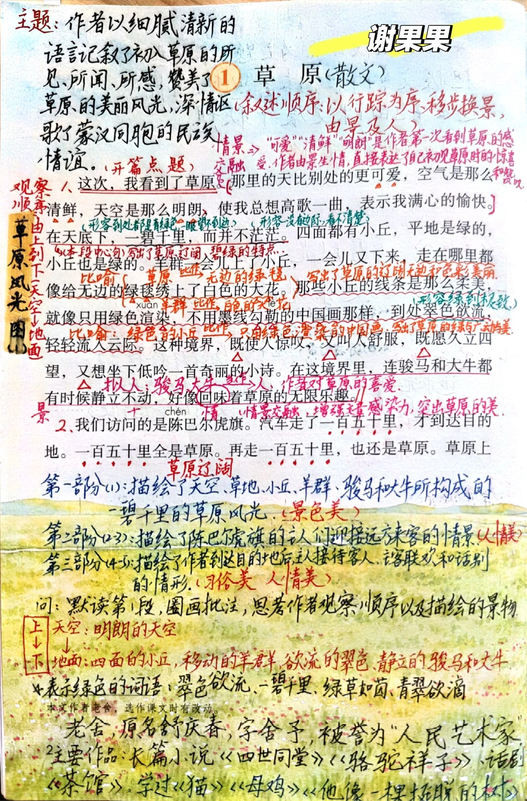 六上册语文备课1《草原》