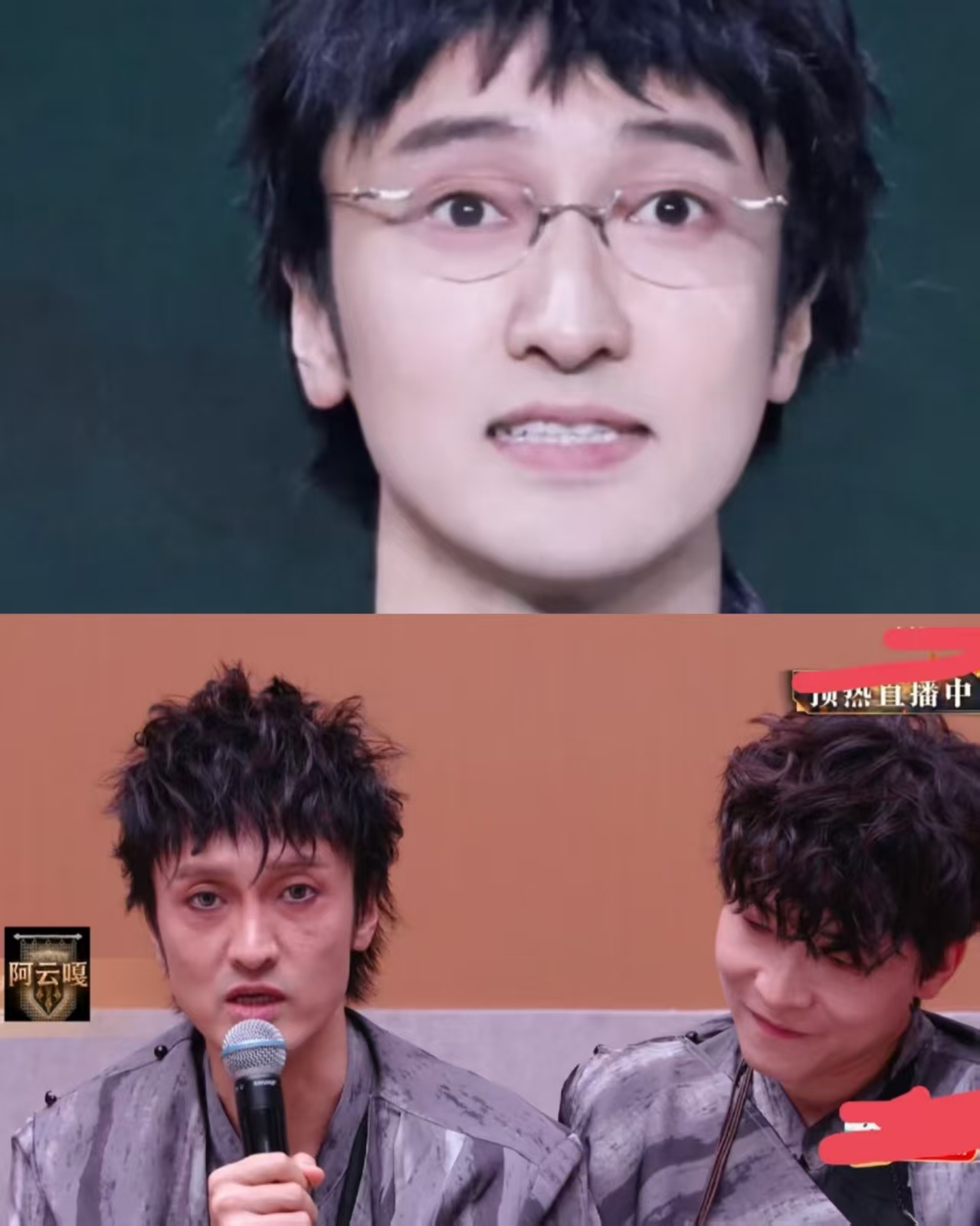 一开始我以为是妆造问题，
后来以为是灯光问题，
等我看到旁边的王啸坤，我才明白，这是真的憔悴啊！

我的天啊！王传君他们到底在披哥经历了什么？这才几天，怎么像换了一个人？

该说不说，王传君在演《我不是药神》的吕受益时，都没有憔悴成这个样子吧？苹果肌掉都到下巴了，真的一看就是累的不行了！

披哥有这