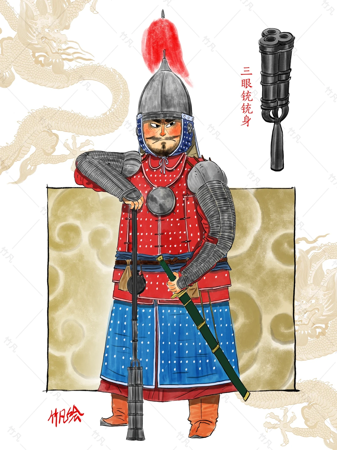 明末布面甲手持火器插图