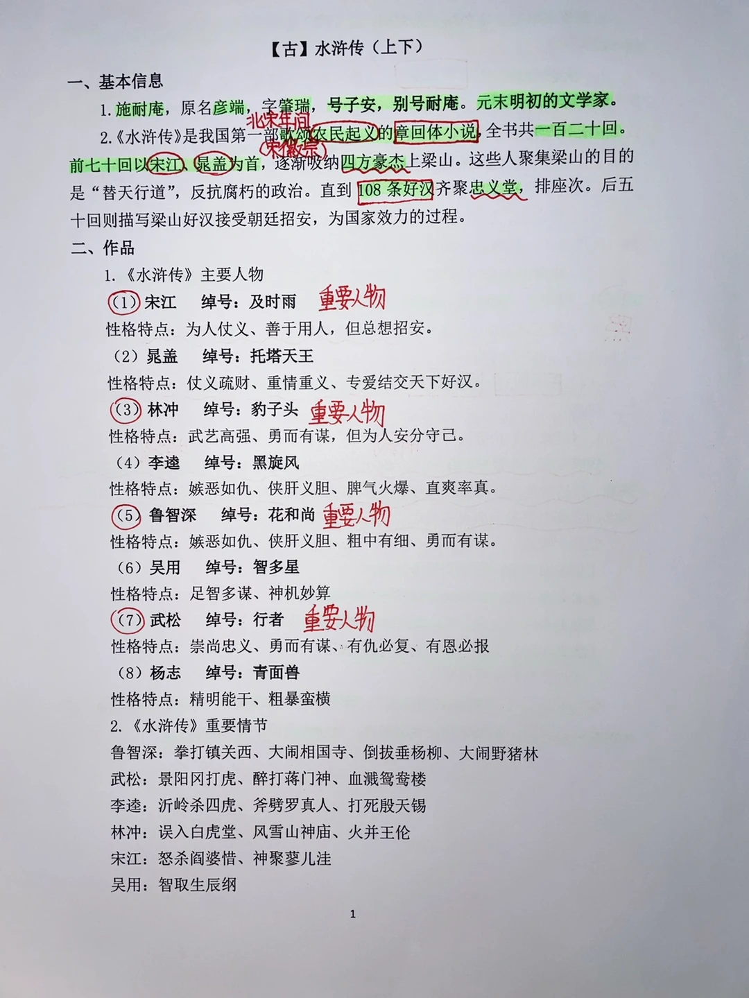 八上名著《水浒传》知识清单‼️