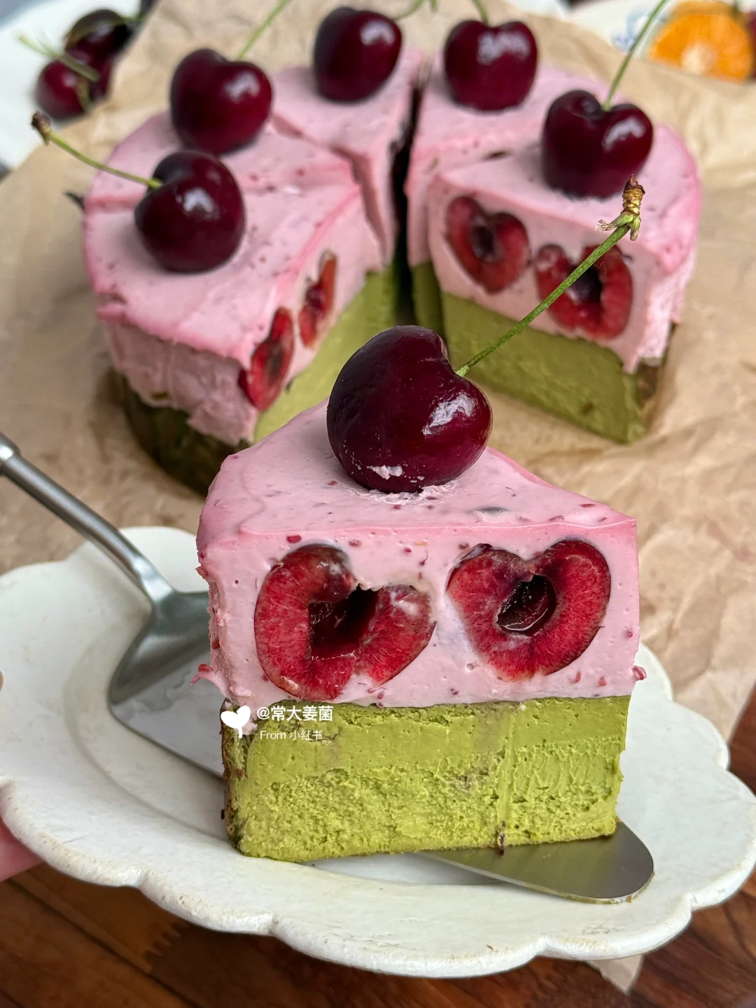 车厘子慕斯浓抹茶巴斯克🍵🧀甜脆车厘子一绝