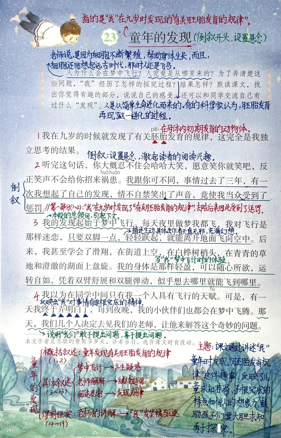 五下语文第23课《童年的发现》课堂笔记