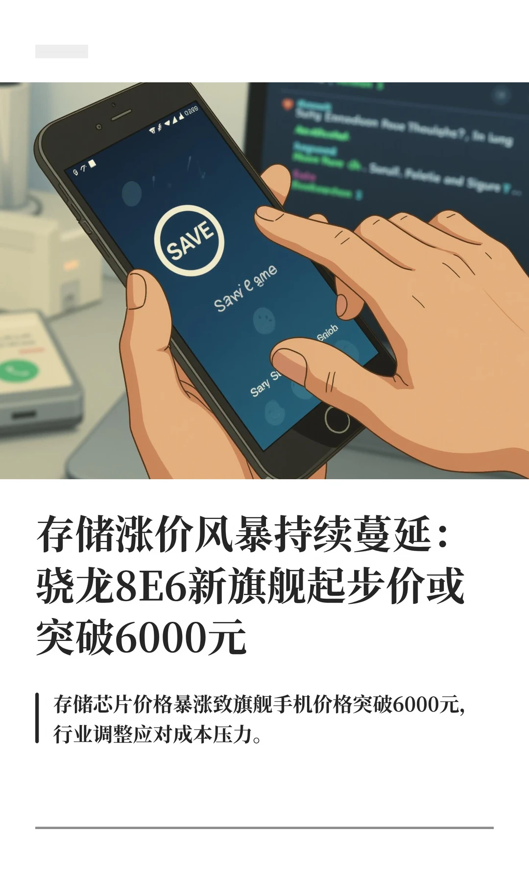 存储涨价风暴持续蔓延：骁龙8E6新旗舰起步