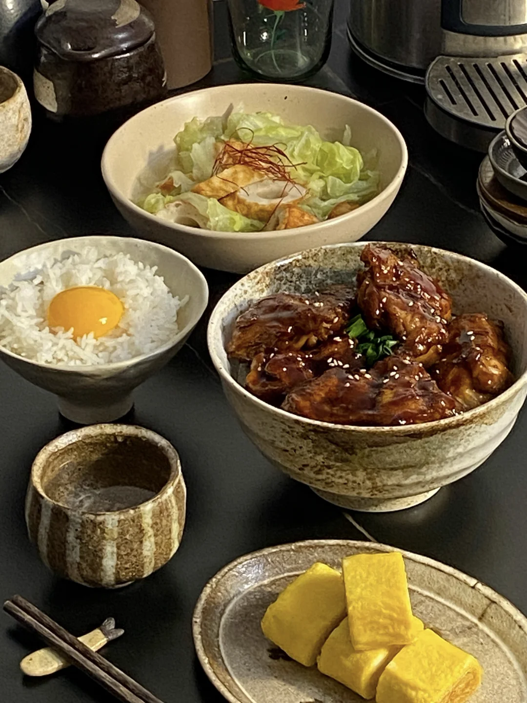 今日菜谱📜照烧鸡腿 包菜竹轮卷 鸡蛋卷🥢