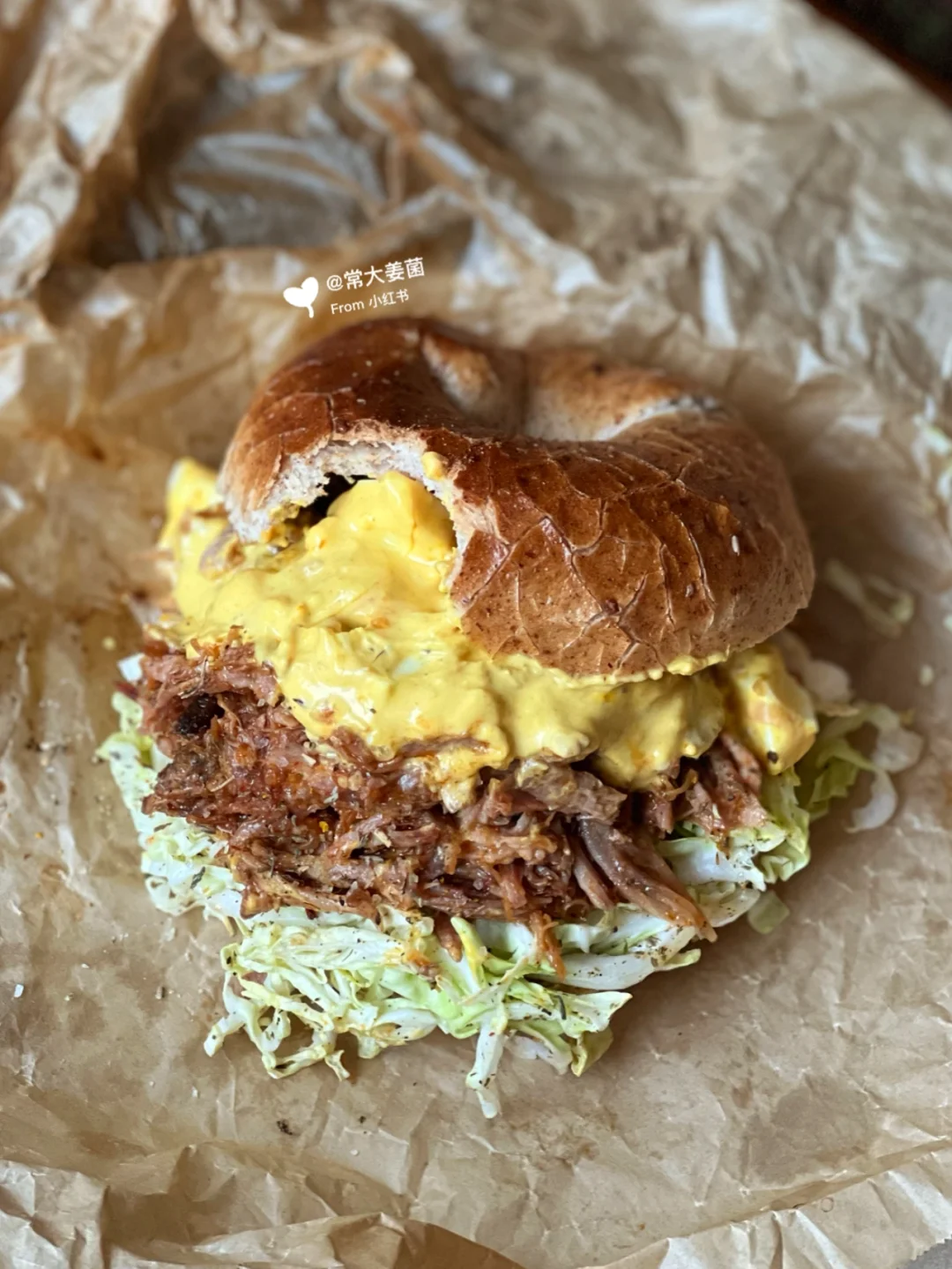 谁吃谁知道‼️低卡蛋黄酱牛肉贝果三明治🧀