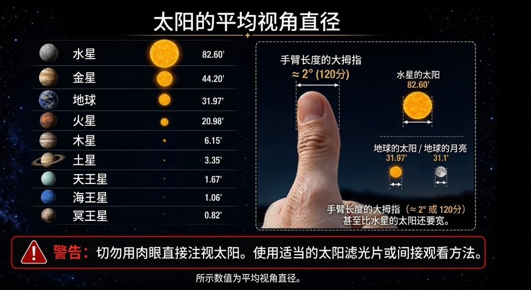 太阳在八大行星上分别有多大？从水星到冥王星，太阳在每个星球长啥样？今天就带你体验