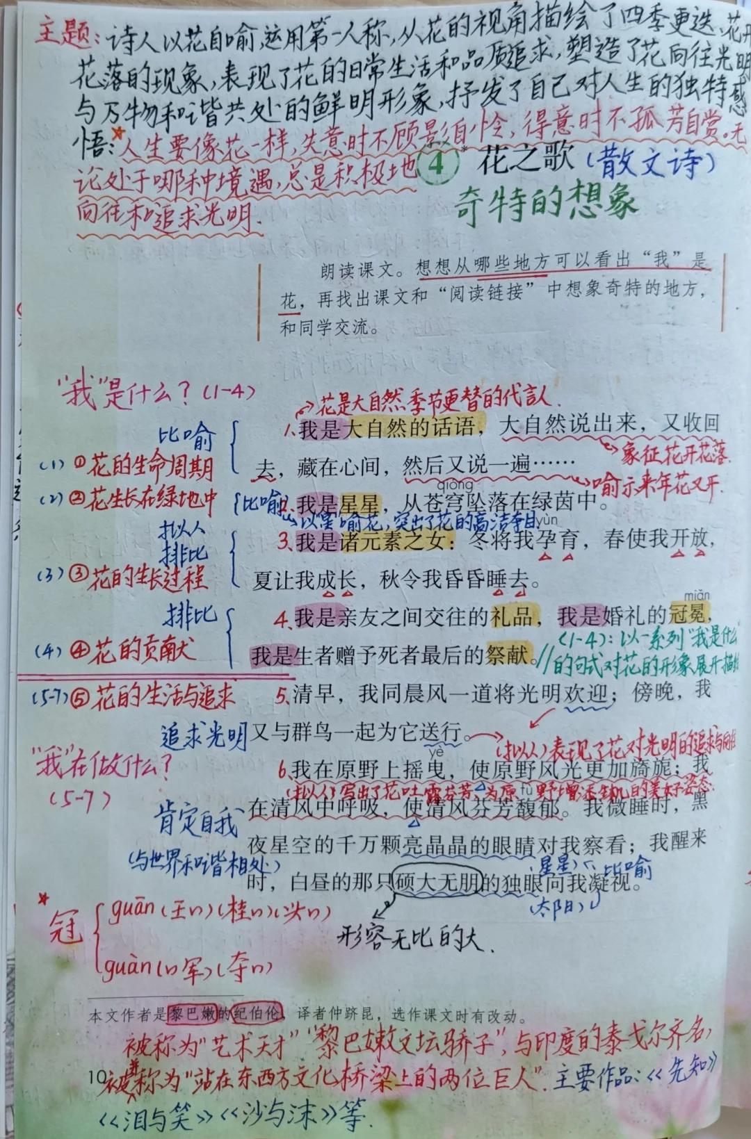 六上语文备课4《花之歌》