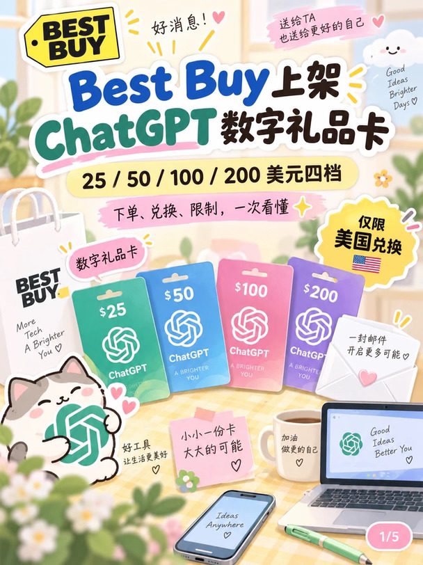 BestBuy 上架 ChatGPT 数字礼品卡