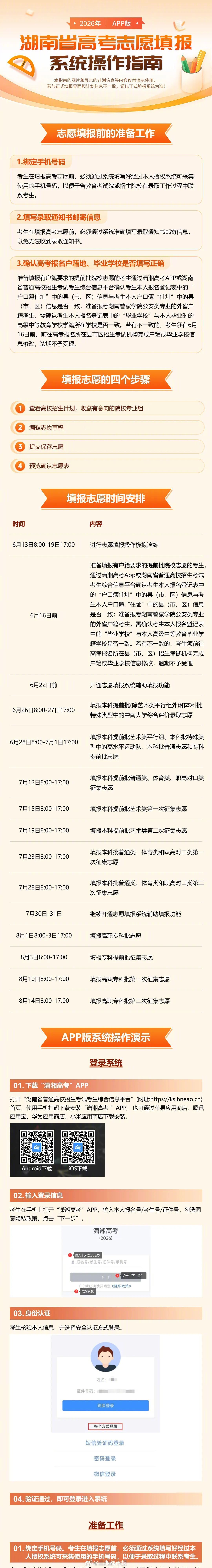 【 】高考生和家长请注意，6月13日8:00，2026年湖南省高考志愿...