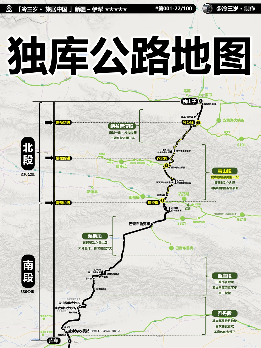 独库公路路线图，自驾攻略！你最喜欢哪一段？