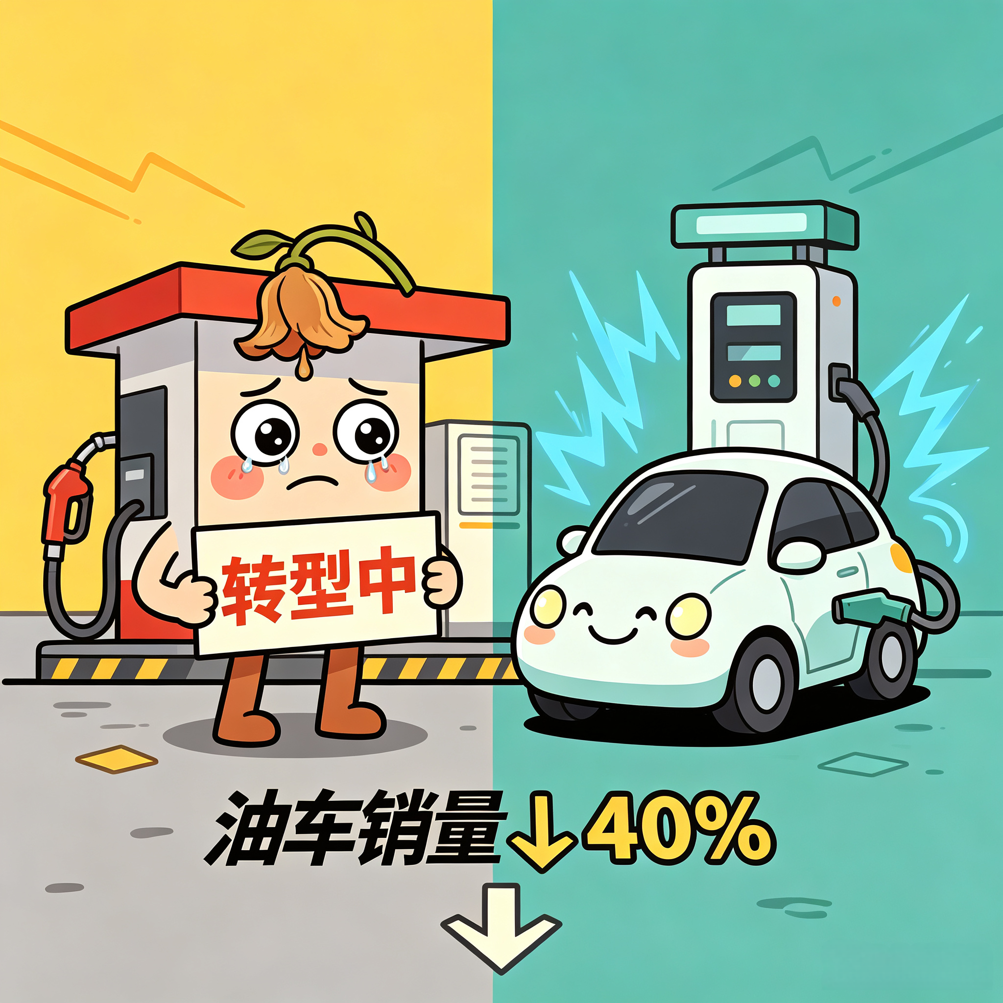 油车销量暴跌40%！加油站还能撑多久？答案来了

2026年8月，国内常规燃油乘用车零售量仅54万辆，同比暴跌40%。销量前十车型全被新能源包揽，燃油车无一上榜。与此同时，全国约11万座加油站中，预计未来五年将有2万座被迫关停或转型退出。曾经被称为“印钞机”的加油站，正站在生死攸关的十字路口。

【