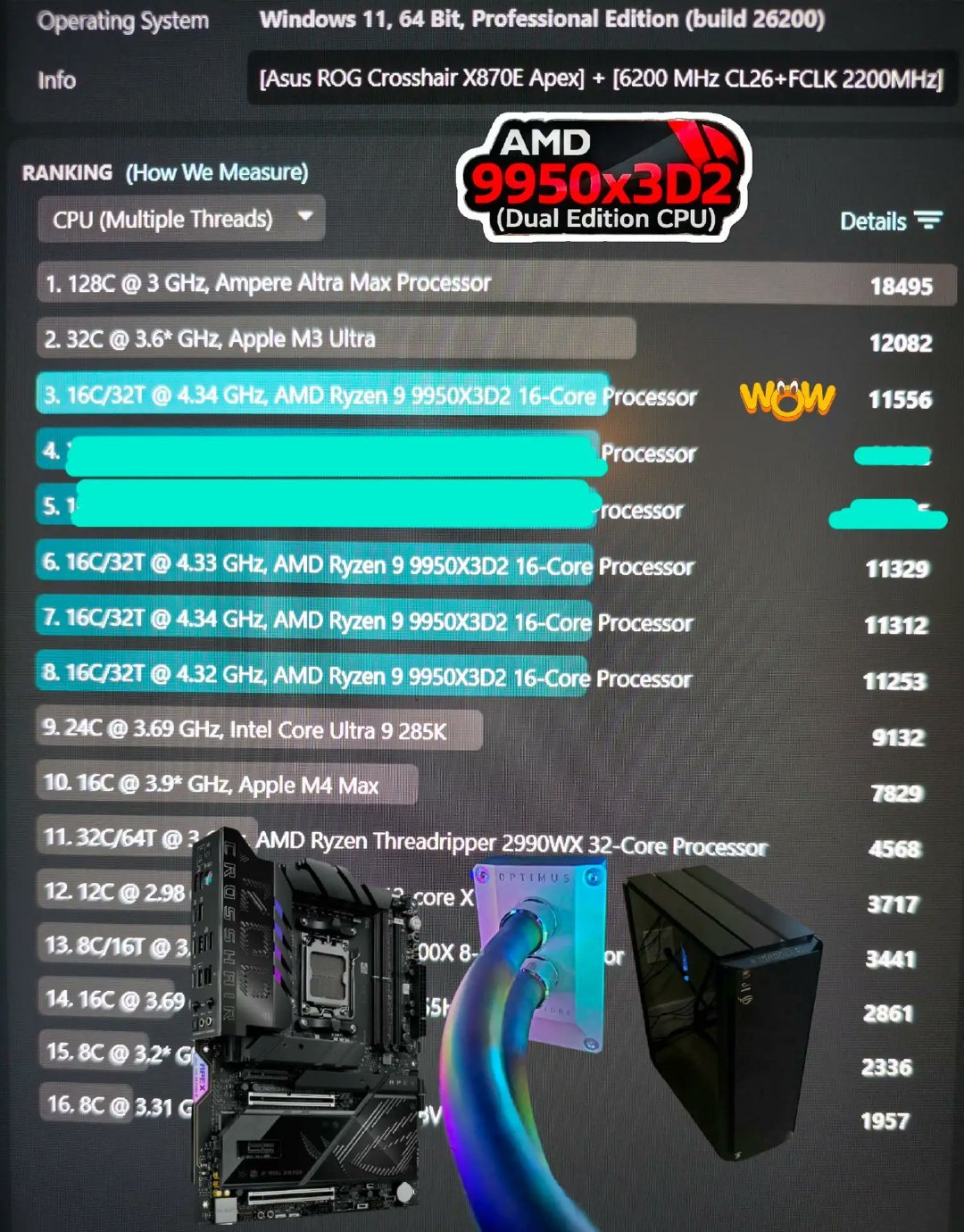 据说是 12 核心（单CCD）的 Zen6 桌面处理器

多核跑分达到了 16 核 R9 9950X3D2 的水平 ​