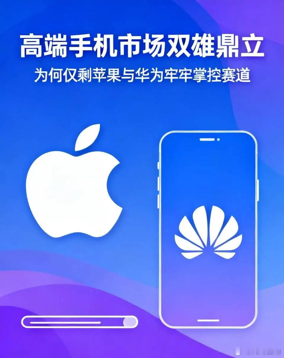 高端手机市场双雄鼎立：为何仅剩苹果与华为牢牢掌控赛道
 
如今国内6000元以上高端手机市场格局已然固化，苹果、华为占据绝大部分市场份额，其余品牌即便硬件堆料拉满，也难以站稳高端价位段。行业数据显示，两大品牌瓜分国内超高端市场九成以上销量，其他安卓旗舰常年陷入“叫好不叫座”的困境。高端 ​