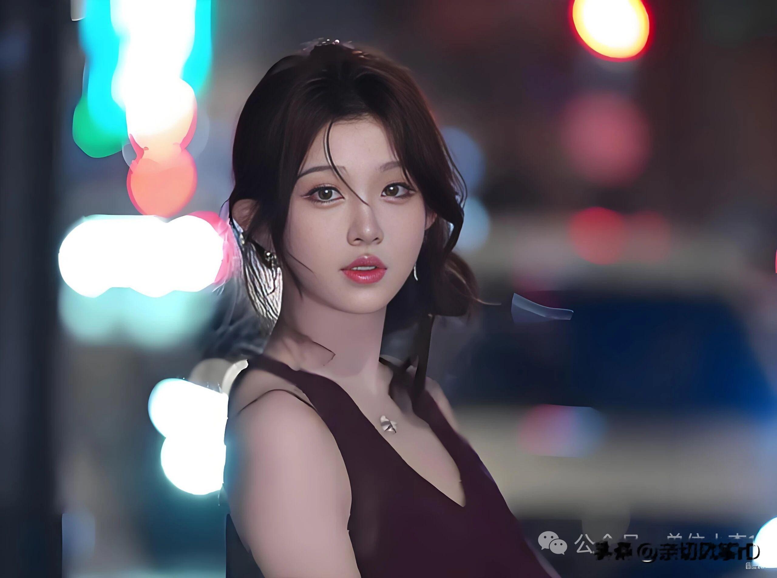 都市夜景下的迷人少女，霓虹灯下的梦幻时光。?，只是一张脸吗??？