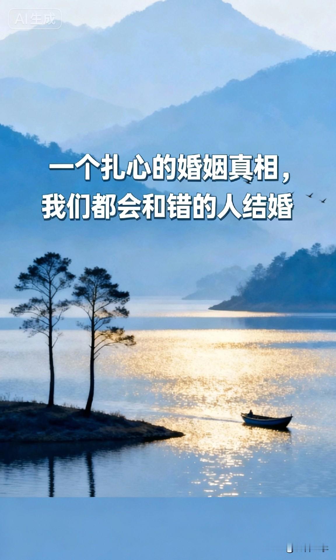 一个扎心的婚姻真相，我们都会和错的人结婚。  婚前你以为找到了一生挚爱...