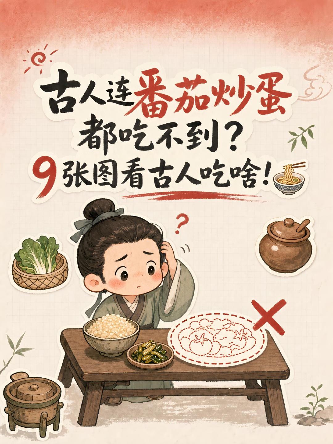 古人的午餐会吃什么？古人连番茄炒蛋都吃不到？一组图看古人吃啥。回唐朝，你连一盘番茄炒蛋都吃不到！ 辣椒明朝才传入中国，在那之前想吃辣只能靠花椒和姜。#深圳一公司设低GI午餐奖##一公司设健康午餐奖最高奖3000元# ​