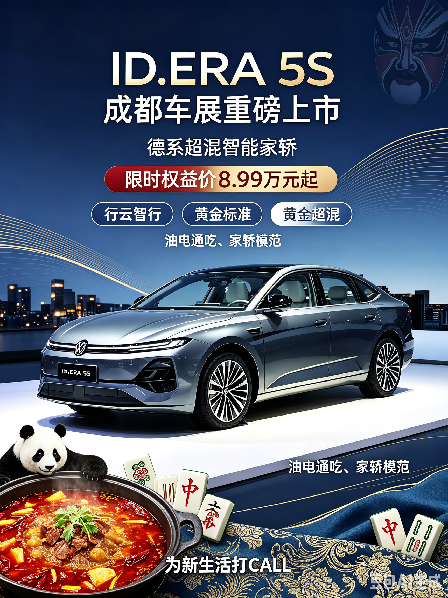 5S坚守德系严苛造车准则，秉持「不造速成车、不造卡线车、不造双标车」的造车信念。限时权益价8.99万元起，把扎实品质带给万千家庭，一台靠谱好家轿，给日常出行满满的安心感。
 
 