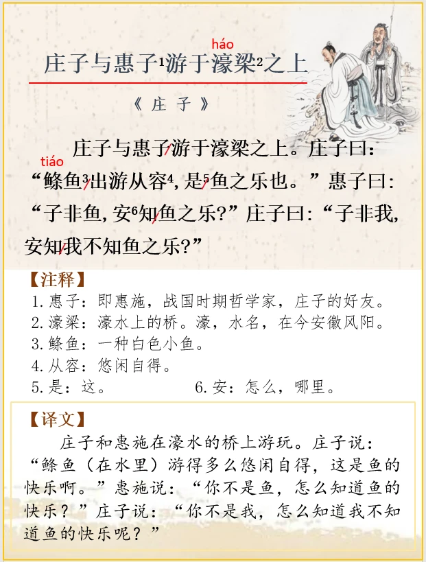 文言文解析 |《庄子与惠子游于濠梁之上》