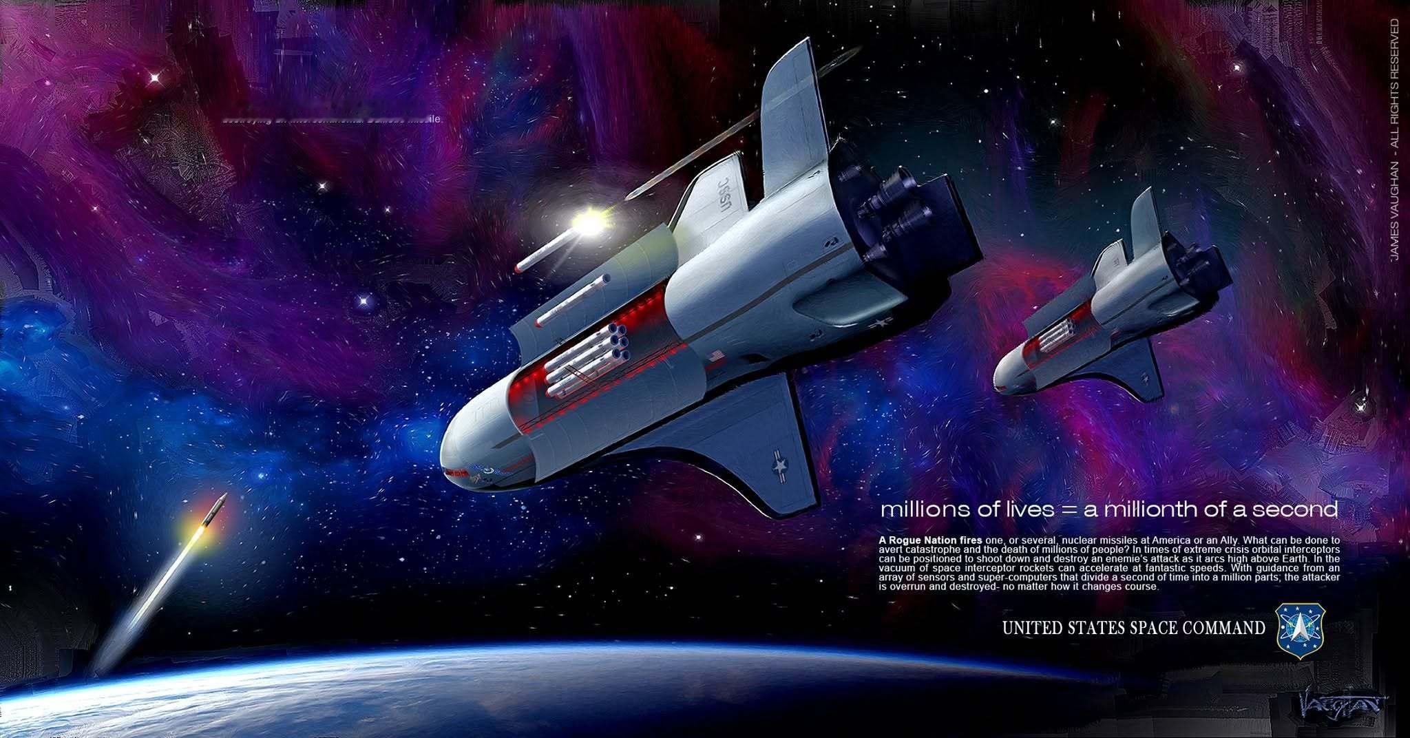 X-37B使用带激光的机械臂破坏在轨卫星和发射KKV拦截导弹的非官方想象图 ​​​​