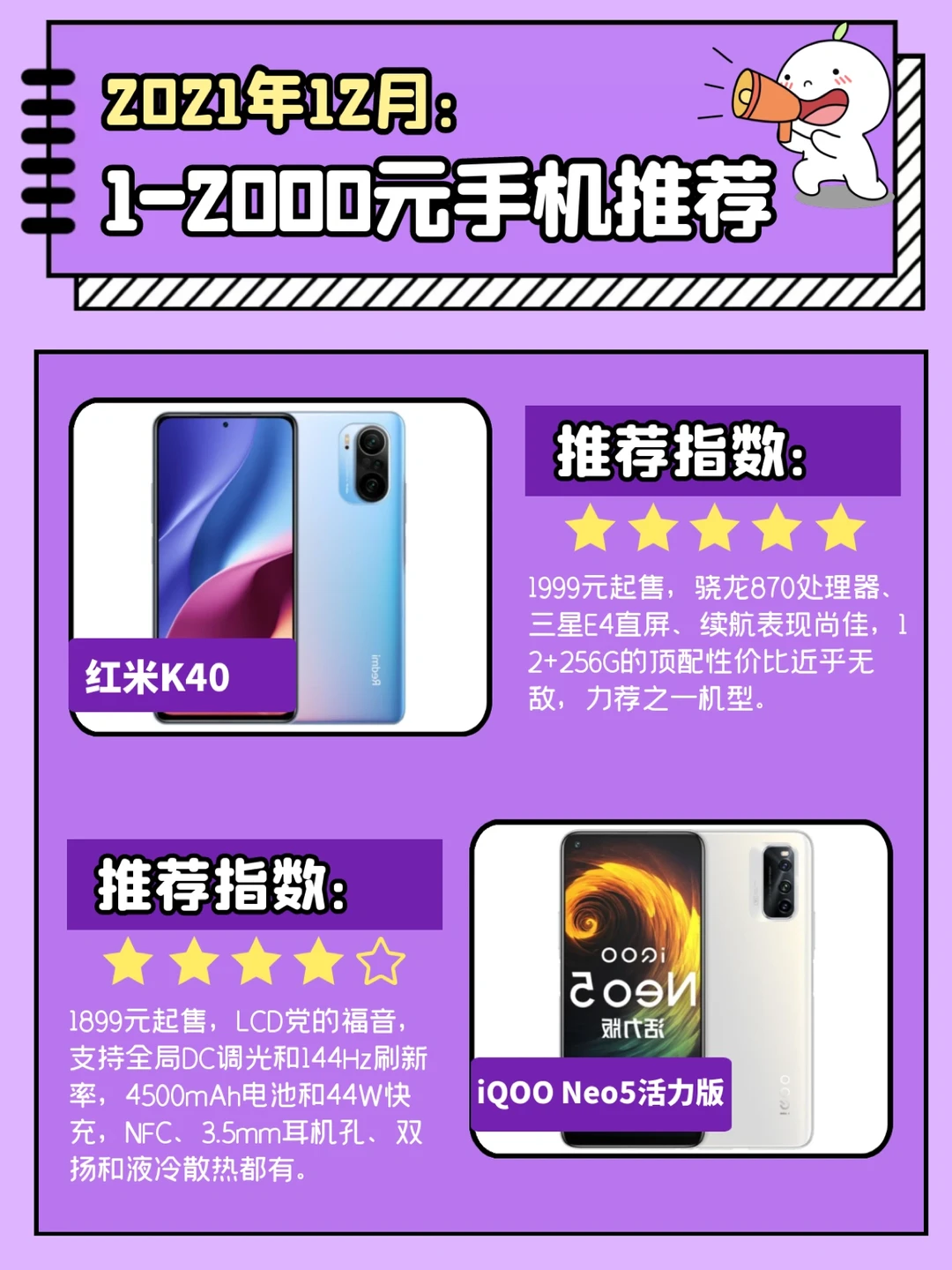 2021年12月：1-2000元高性价比手机推荐！