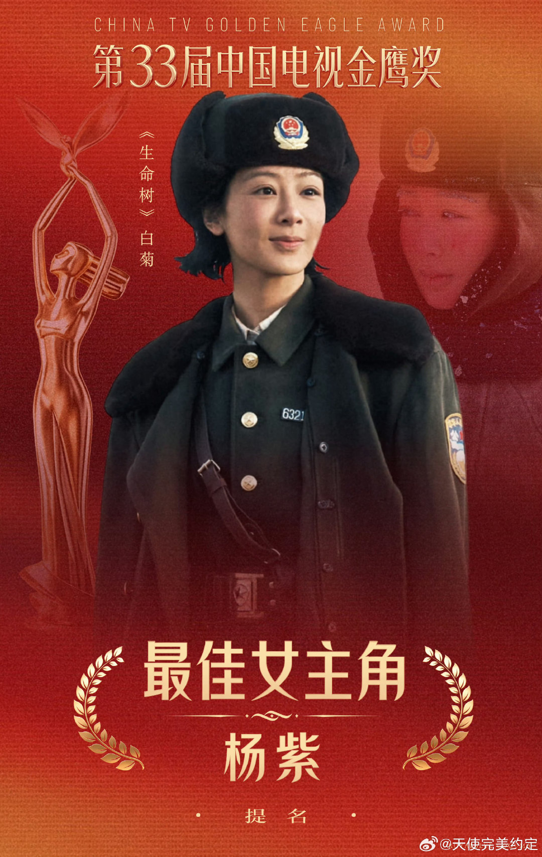 恭喜杨紫提名金鹰奖。期待金鹰再次获得奖杯。 ​