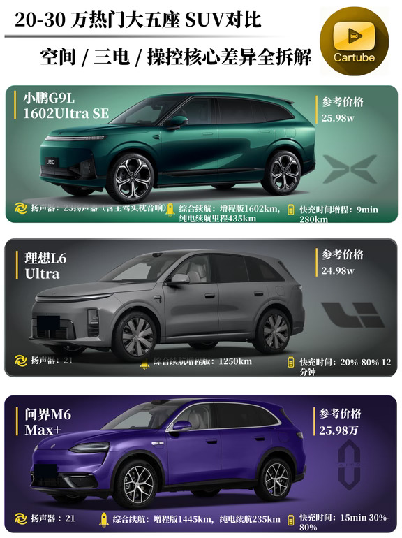20-30万热门大五座SUV对比✨