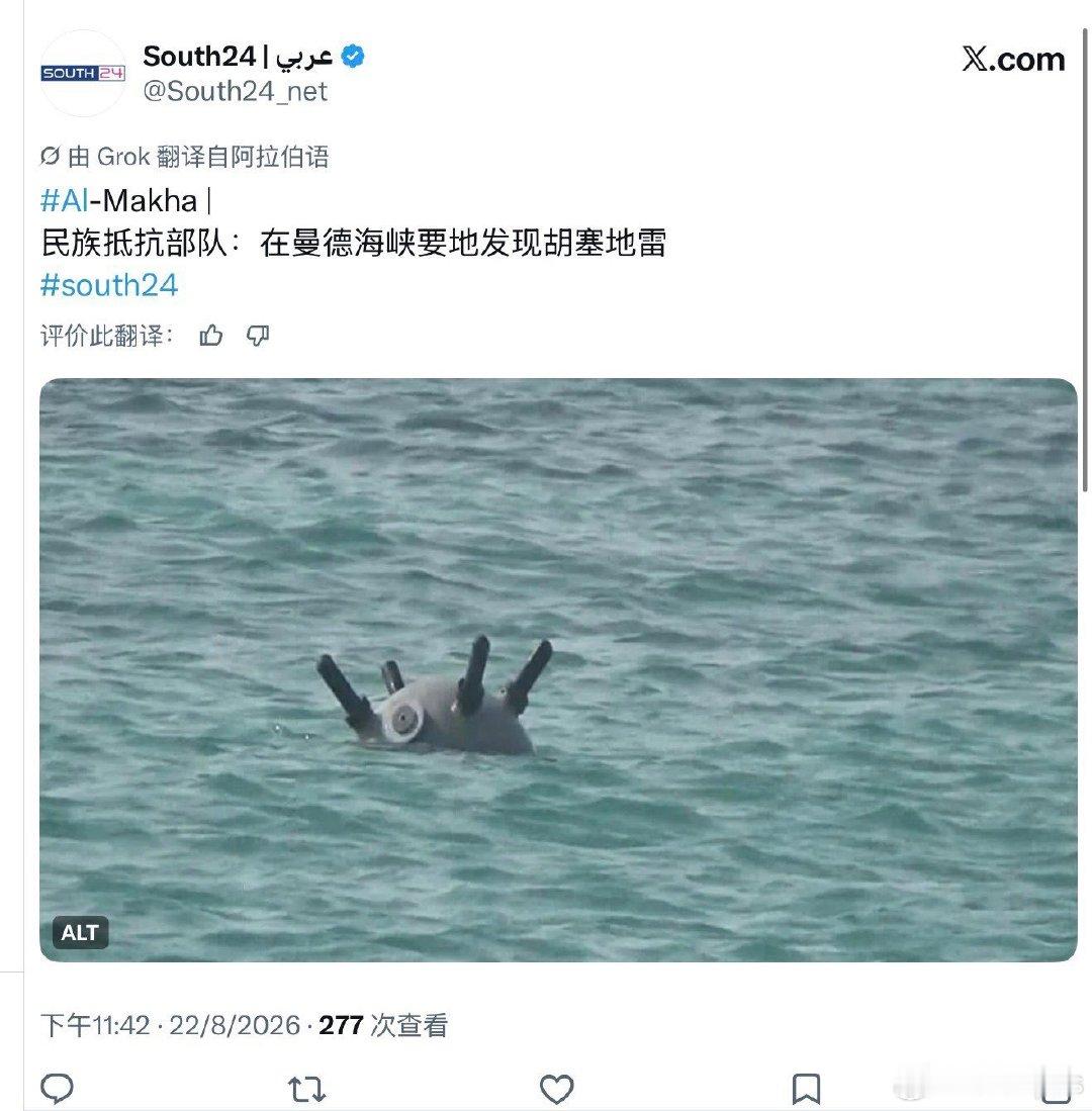 胡塞武装似乎开始在曼德海峡布雷
#烽火问鼎计划##中东军情# ​