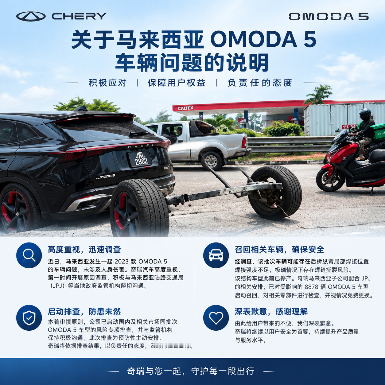 OMODA 5海外召回，奇瑞这波能打几？
